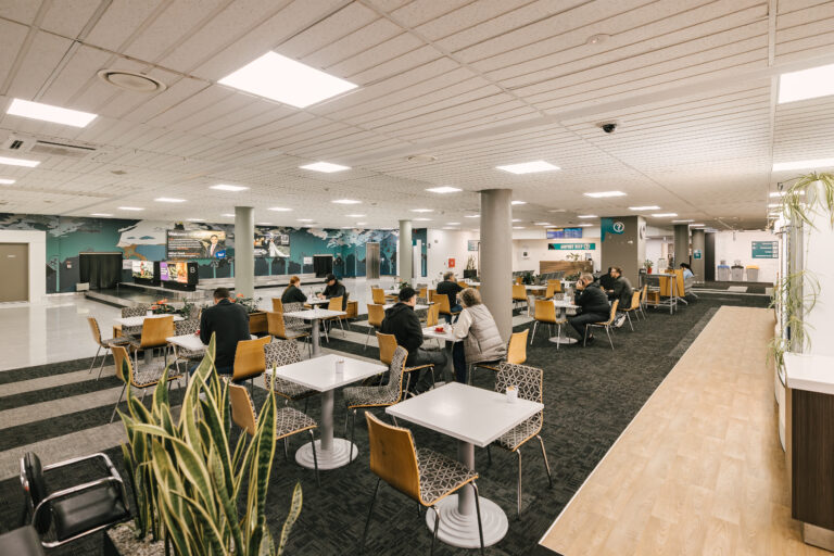 Cafe area in the temporary terminal